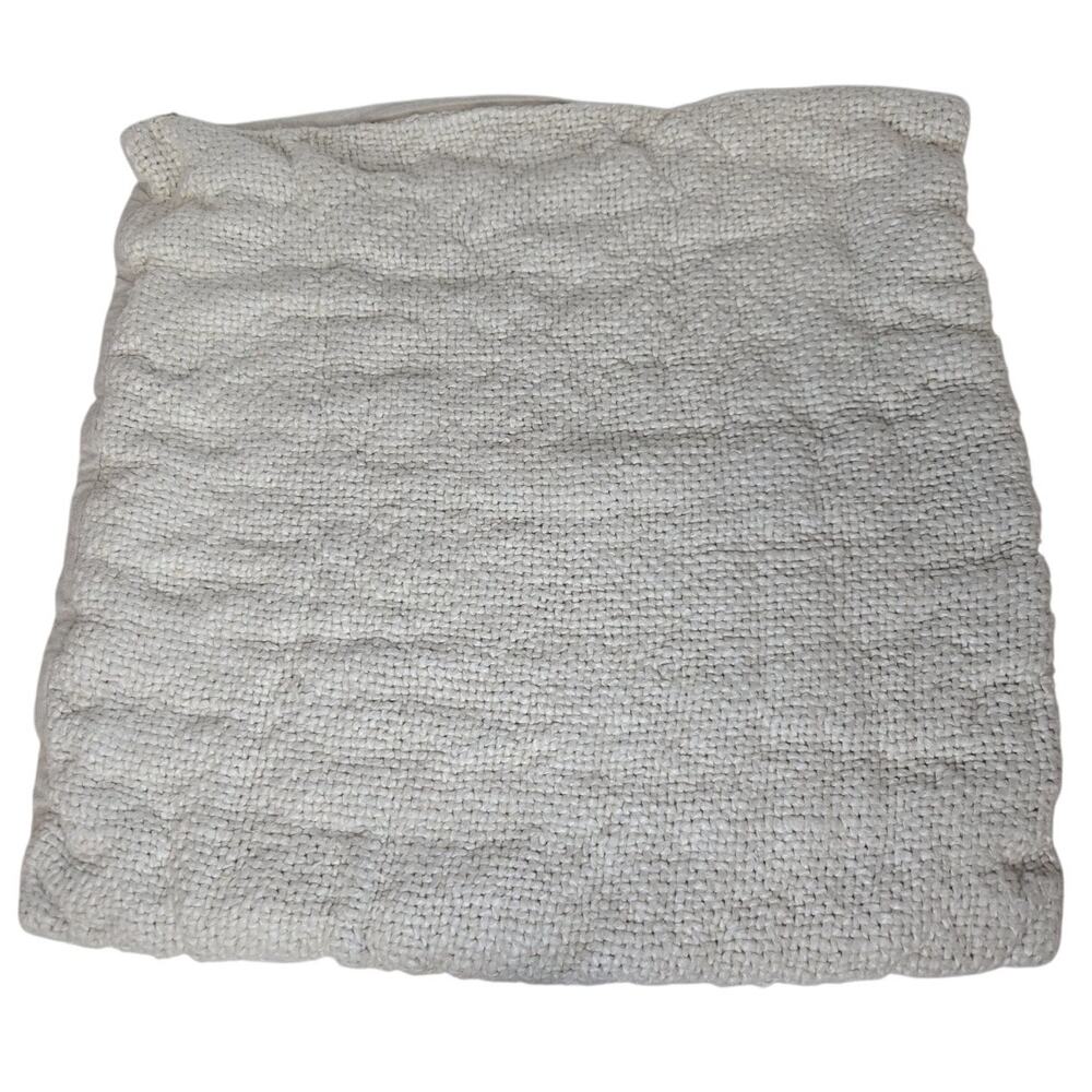 Pottery Barn Faye Linen Textured Pillow Cover Beige Boho Zipper Woven 835749